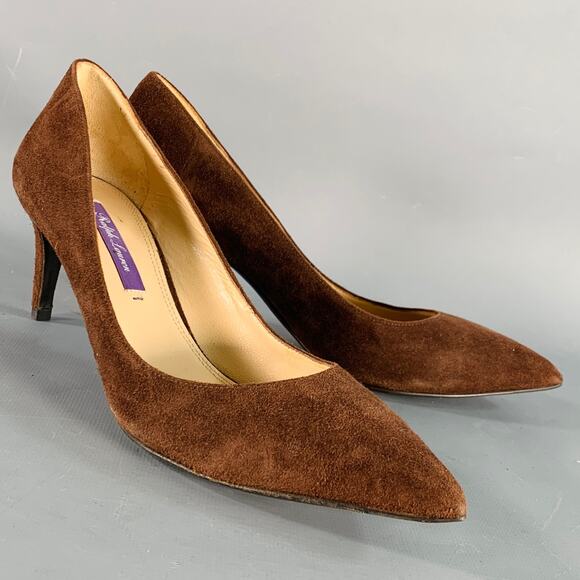Ralph Lauren Shoes - RALPH LAUREN COLLECTION Size 6.5 Brown Suede Pointed Toe Classic Pumps